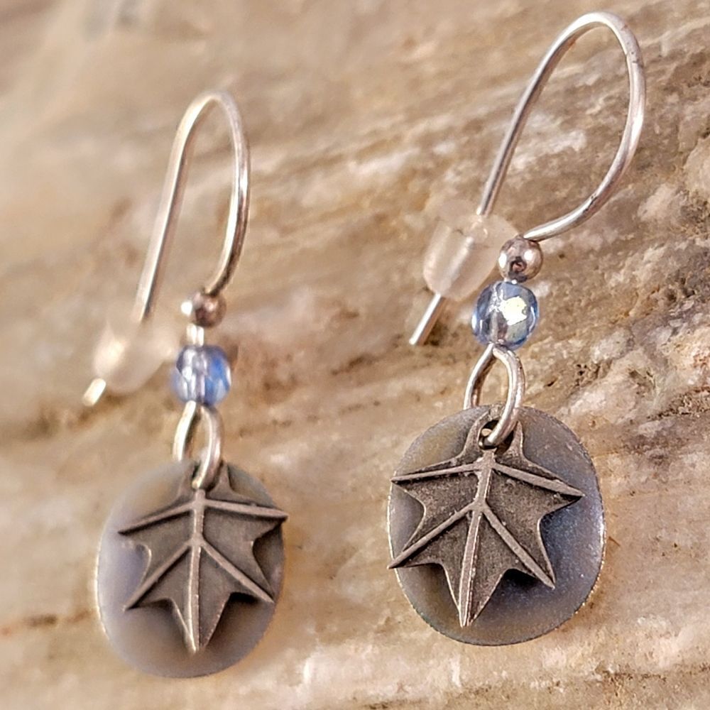 Maple Leaf Enamel Handcrafted Earrings